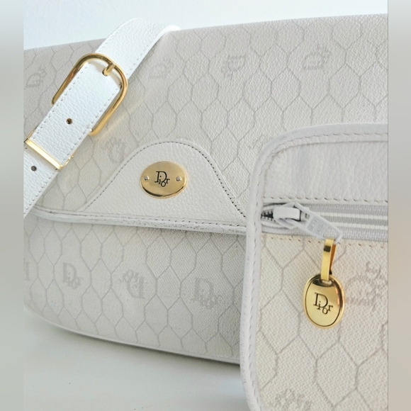 Authentic DIOR Set Honeycomb Versatile Shoulder Crossbody Pochette Wallet 2pc - Picture 2 of 16